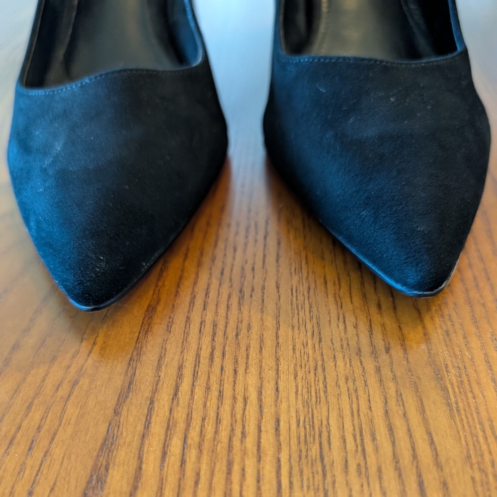 Marc Fisher Black Faux Suede Block Heel Pumps, Size 10M - Picture 7 of 9